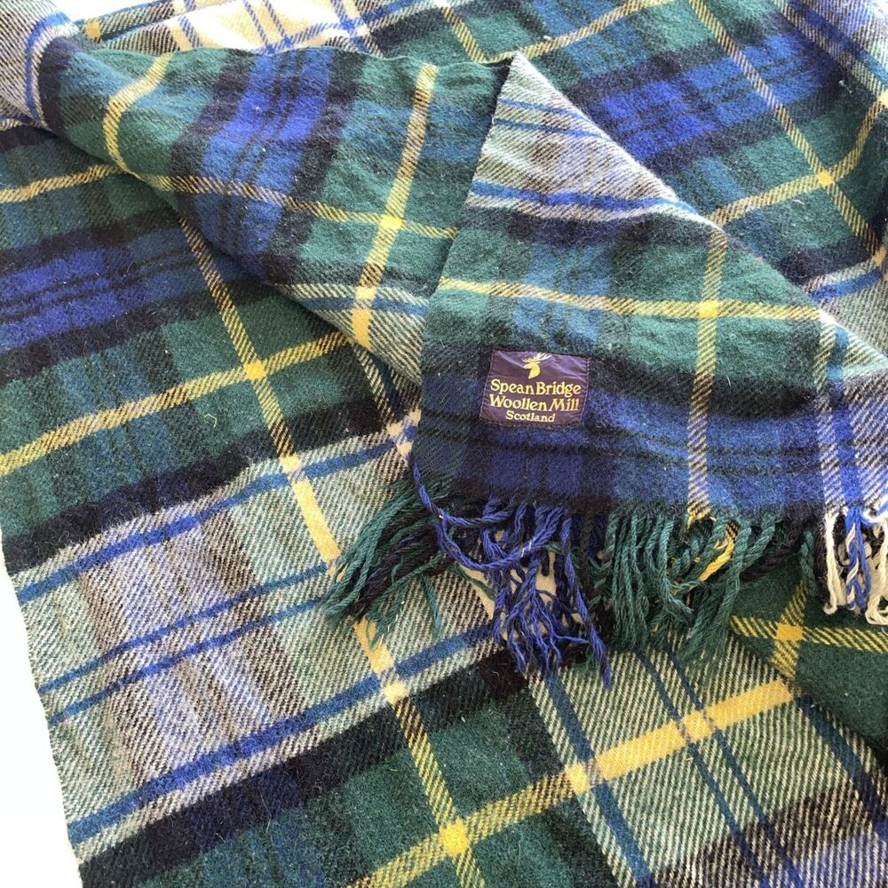 Spean Bridge Woollen Mill Throw Wool Blanket 60” x 64” Plaid Scotland - Damaged
